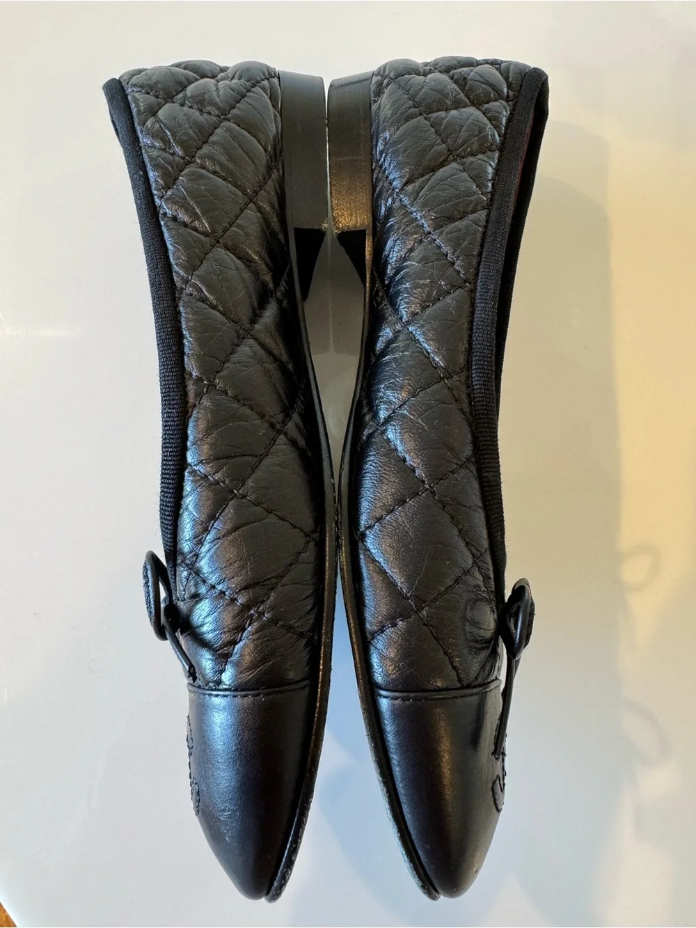 CHANEL Classic Black Lambskin Leather CC Ballet Flats Size EU 36